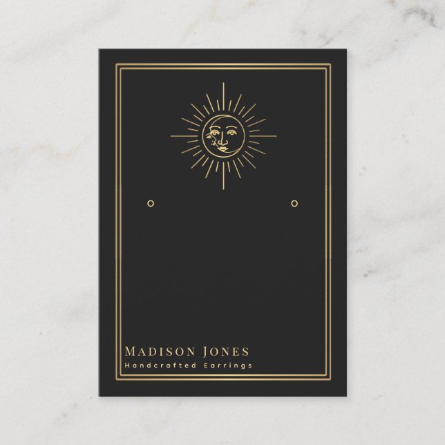 Sun und Moon Witchy Stud Earring Display Card Visitenkarte (Vorderseite)