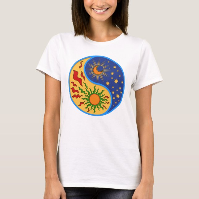 Sun und Moon Yin Yang Colorful T-Shirt (Vorderseite)