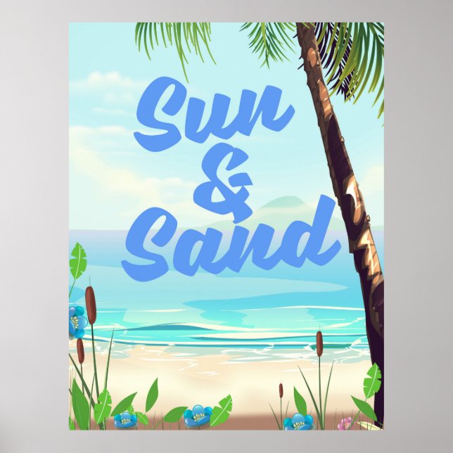 Sun und Sand inspirierende Zitat Cartoon Poster la (Vorne)
