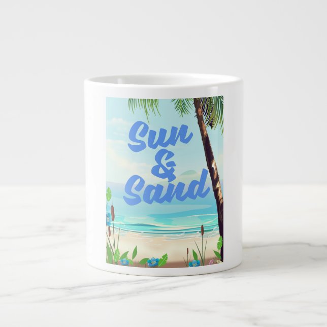 Sun und Sand inspirierende Zitat Cartoon Poster la Jumbo-Tasse (Vorderseite)
