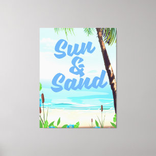 Sun und Sand inspirierende Zitat Cartoon Poster la Leinwanddruck