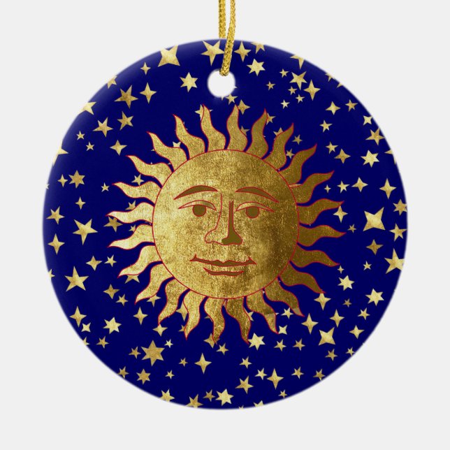 Sun und Sterne Keramik Ornament (Vorne)