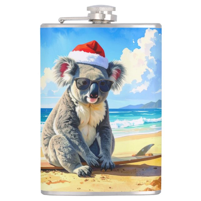 Sun und Surf Koala Weihnachtsmannmütze Flachmann (Vorderseite)