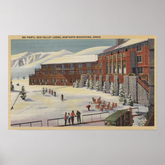 Sun Valley, ID - Ski Party bei Lodge Sawzahna Poster (Vorne)