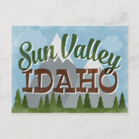 Sun Valley Idaho Fun Retro Snowy Mountains