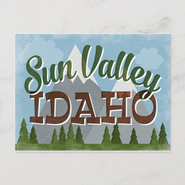 Sun Valley Idaho Fun Retro Snowy Mountains Postkarte (Vorderseite)