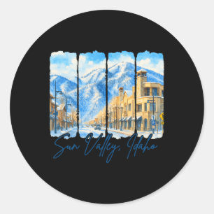 Sun Valley Idaho Reisender Pinselstrich Sun Valley Runder Aufkleber