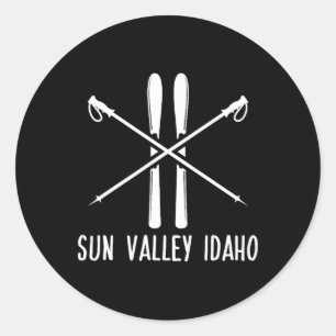 Sun Valley Idaho Ski Ski Ski Ski Ski Skifahren Ski Runder Aufkleber