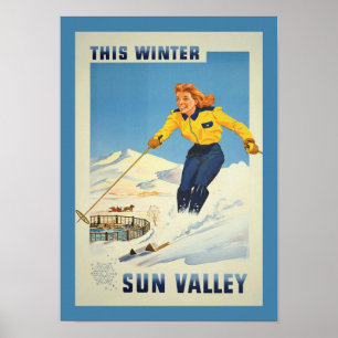 Sun Valley Idaho Vintage Travel Poster