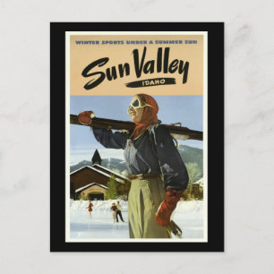 Sun Valley, Idaho, Vintage Travel Poster, Postkarte