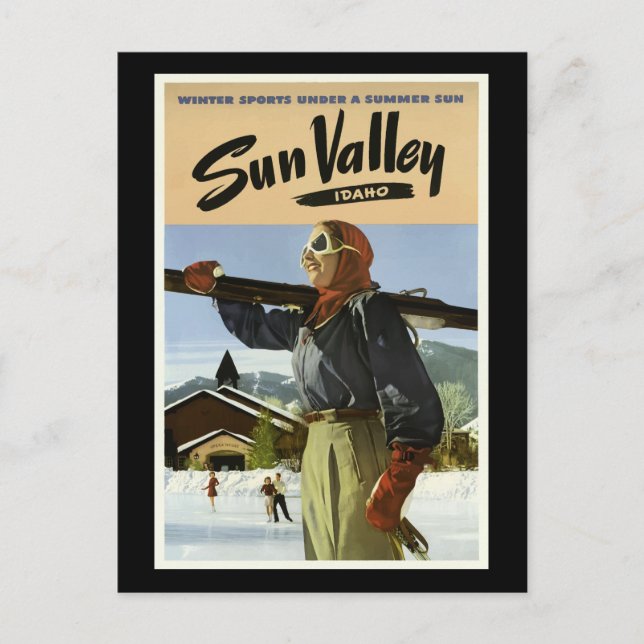 Sun Valley, Idaho, Vintage Travel Poster, Postkarte (Vorderseite)