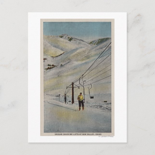 Sun Valley, IDM Bergkulisse, Skilifte in Postkarte (Vorderseite)