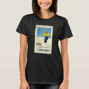Sun Valley In diesem Winter Frau Skifahren Retro V T-Shirt