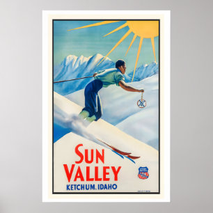 Sun Valley Ketchum Idaho USA Vintage Ski-Poster Poster