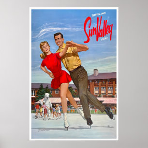 Sun Valley Reiseplakat Vintage Idaho Eislaufen Poster