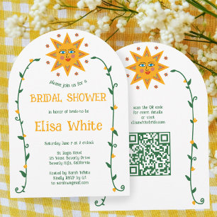 Sun & Vines Boho Arch Whimsical CUSTOM QR Bridal Einladung