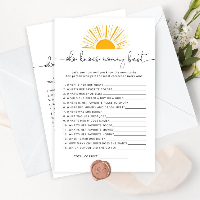 Sun Wer das beste Baby Duschspiel kennt (Von Creator hochgeladen)