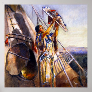 "Sun Worshiping in Montana" von Charles Russell Poster