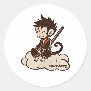 Sun Wukong surft auf einem Wolkenaffenkönig Chines Runder Aufkleber