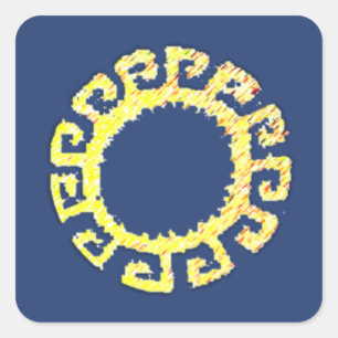 Sun zeichnend quadratischer aufkleber
