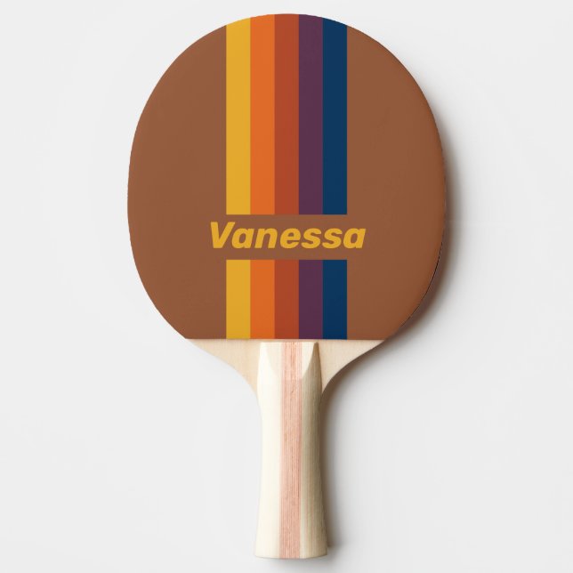 Sunbaked Clay Pin Striped with Name Tischtennis Schläger (Vorderseite)