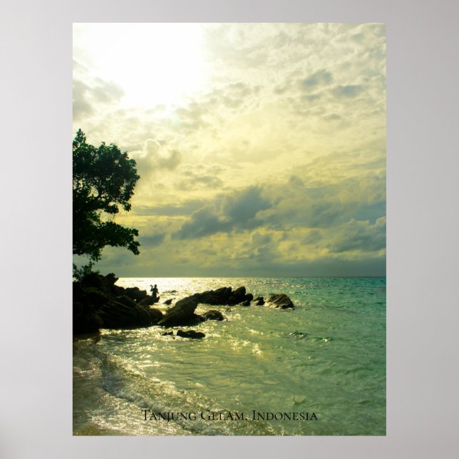 Sunbeam Sunset Sky Beach Twilight Travel Indonesie Poster (Vorne)
