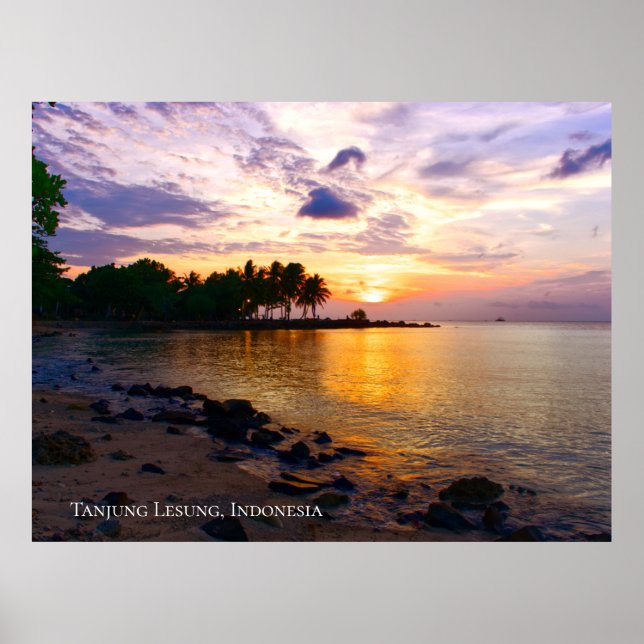 Sunbeam Sunset Sky Beach Twilight Travel Silhoutte Poster (Vorne)