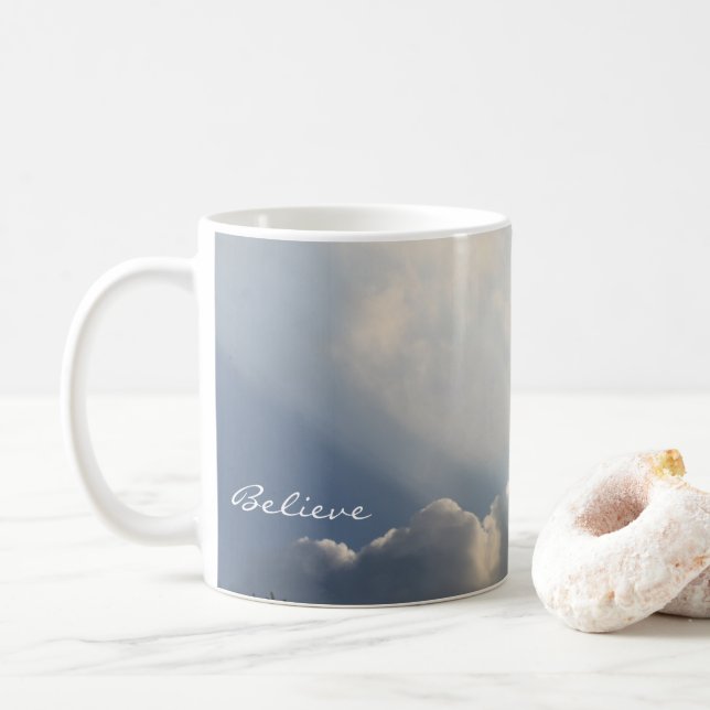 Sunbeam White Clouds Inspirational Glaube Kaffee Kaffeetasse (Mit Donut)
