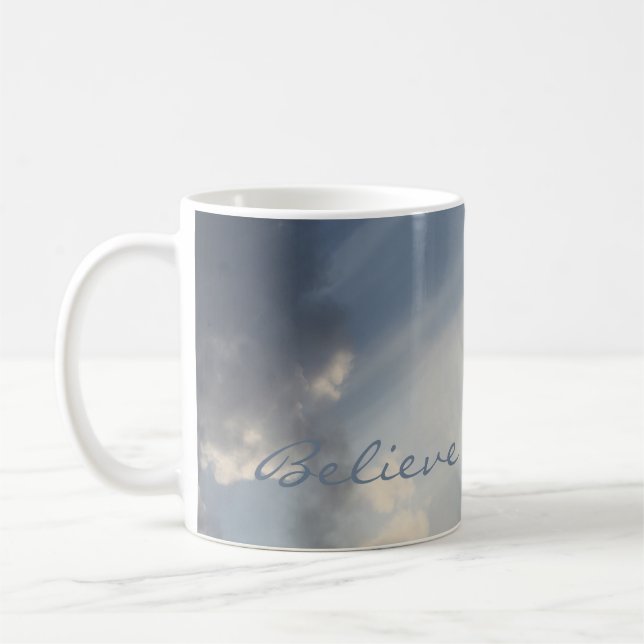 Sunbeam White Clouds Inspirational Glaube Kaffeetasse (Links)