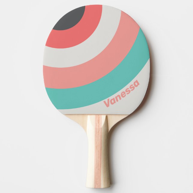 Sunbleached Coral Circle Stripe with Name Tischtennis Schläger (Vorderseite)