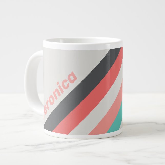 Sunbleached Coral Stripes with Name Jumbo-Tasse (Vorderseite Links)