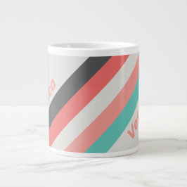Sunbleached Coral Stripes with Name Jumbo-Tasse