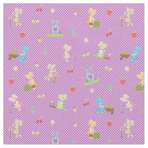 Sunbonnet Sue Garening Bias Violet Gingham Stoff