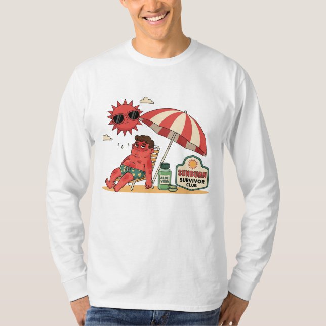 Sunburn Survivor Club Funny Beach Art T-Shirt (Vorderseite)