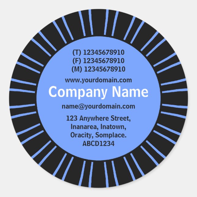SunBurst 03 Business - Blue Runder Aufkleber (Vorderseite)