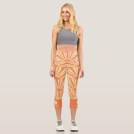 Sunburst Cool Retro 70er Custom Pickleball Capri L Leggings