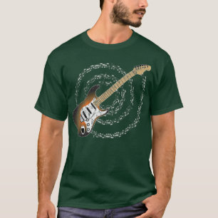 Sunburst Electric Gitarre Spiraling Musical Notes T-Shirt