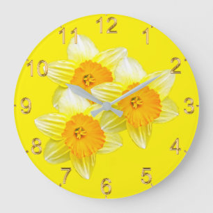 Sunburst Golden Daffodils, Lge Wall Clock Große Wanduhr