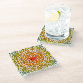 Sunburst Mandala Boho Glass Untersetzer