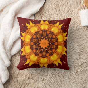 Sunburst Mandala Throw Pillow Kissen