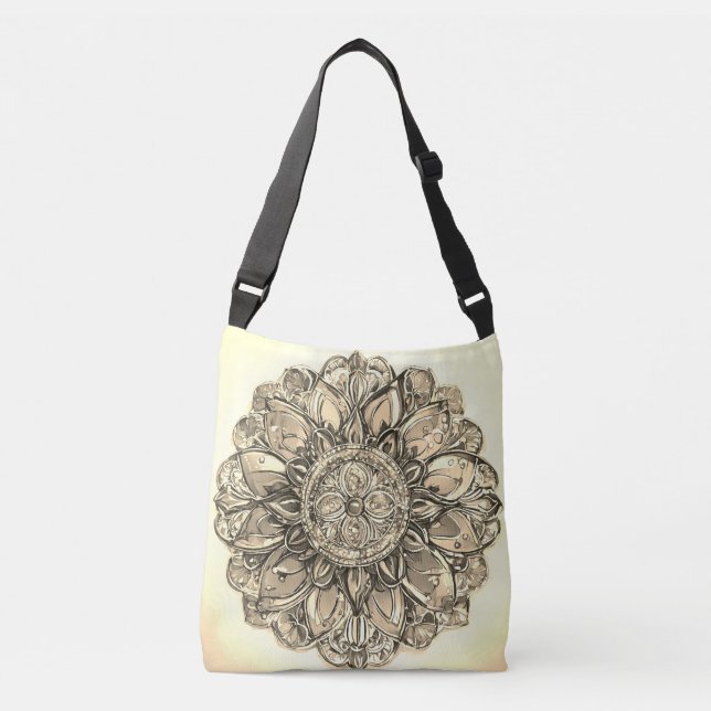 "Sunburst Mandala Tote Bag" Tragetaschen Mit Langen Trägern (Vorderseite)