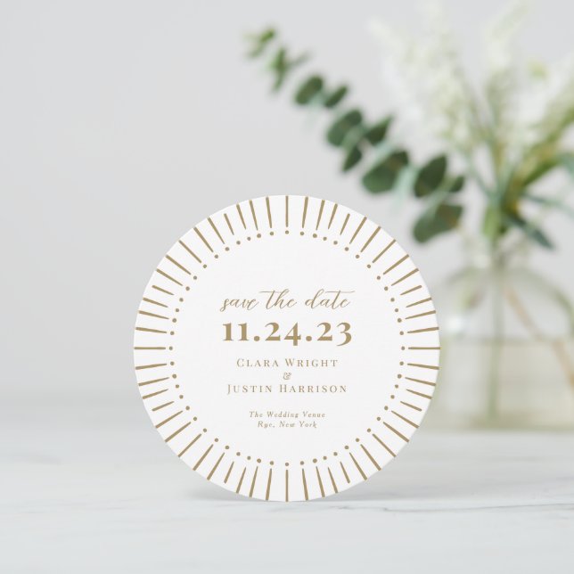 Sunburst Modern Save The Date (Stehend Vorderseite)