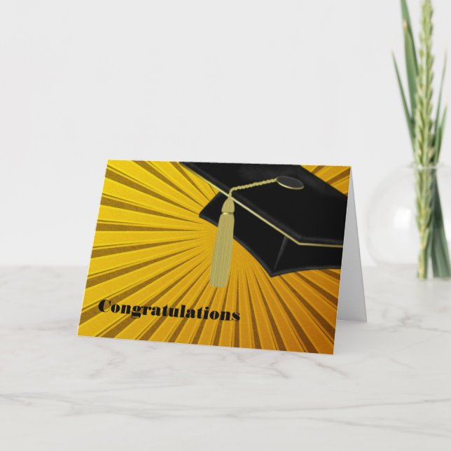 Sunburst & Mortarboard Abschluss Card Karte (Vorderseite)