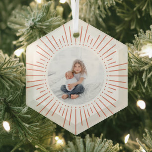 Sunburst Personalisiertes Foto   Hellrot Ornament Aus Glas