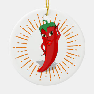 Sunburst Red Hot Pepper Diva Keramik Ornament