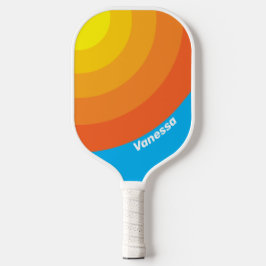 Sunburst Sea Circle Stripe with Name Pickleball Schläger