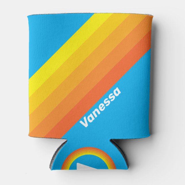 Sunburst Sea Stripes with Name Dosenkühler (Vorderseite)