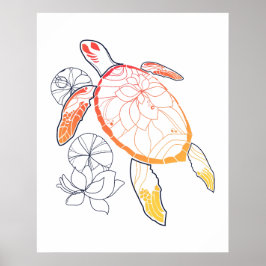 Sunburst Sea Turtle Poster