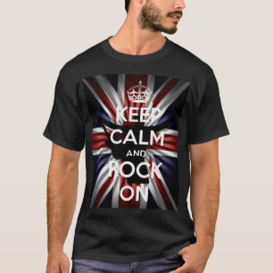 Sunburst UK Flag Behielt Calm and Rock on T-Shirt