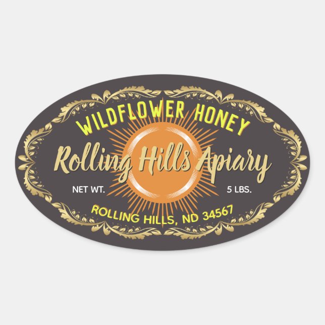 Sunburst Wildblume Honey Jar Stickers (Vorderseite)